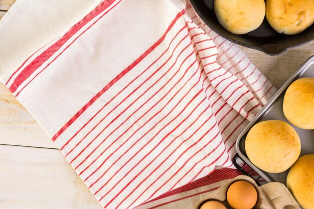 Baking fresh homemade dinner rolls.