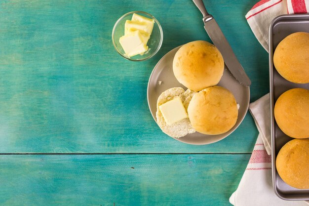 Baking fresh homemade dinner rolls.