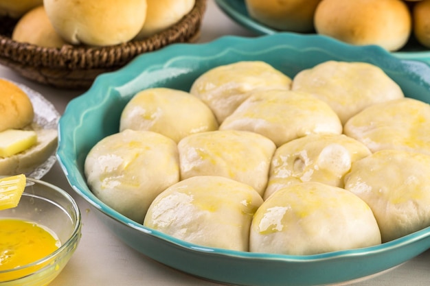 Baking fresh homemade dinner rolls.