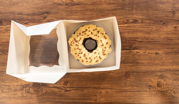 Baking gingerbread bundt cake with caramel frosting ingredients