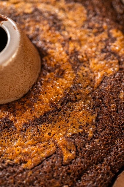 Baking gingerbread bundt cake with caramel frosting ingredients