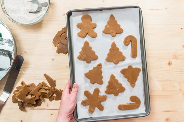 Baking gingerbread cookies for Christmas.