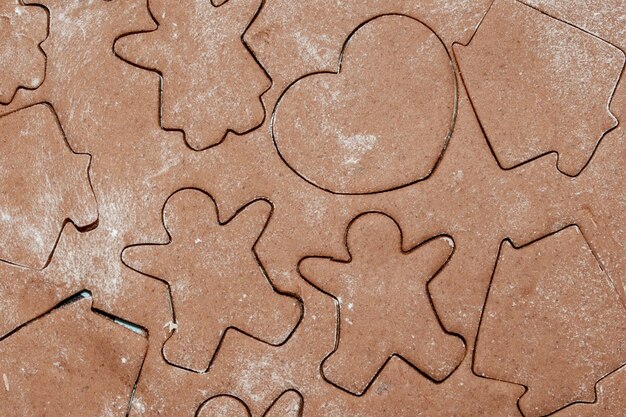 Biscotti di panpepato da forno, formine con pasta a forma di fiore.