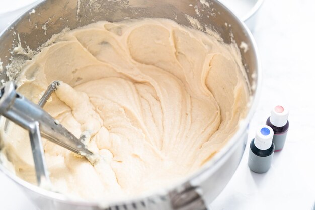 Baking homemade round vanilla cake.