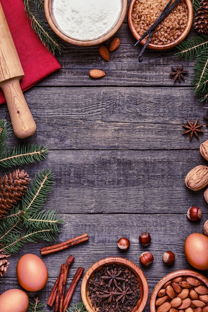 Baking ingredients for Christmas cooking