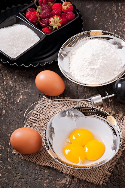 Baking ingredients for a recipe