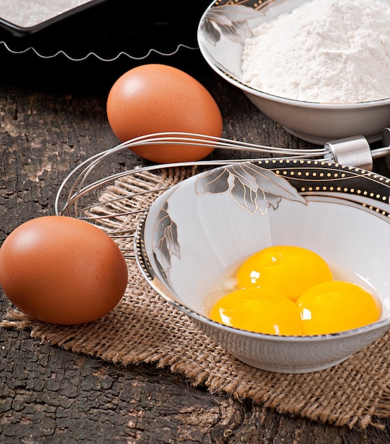 Baking ingredients for a recipe