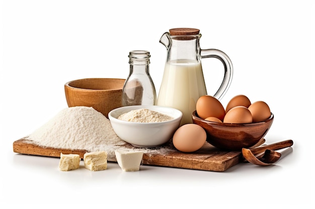 Baking Ingredients On White Background