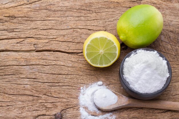 Baking and lemon on the wooden table