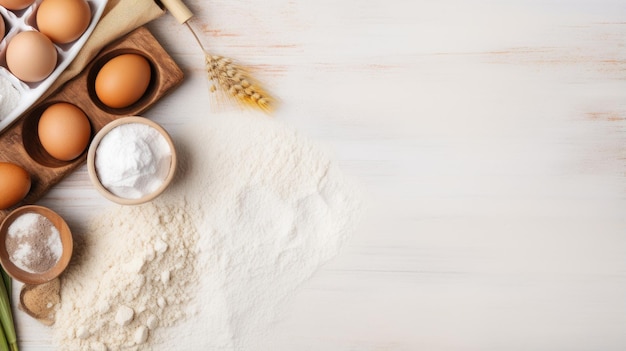 Photo baking products on a light table top view angle