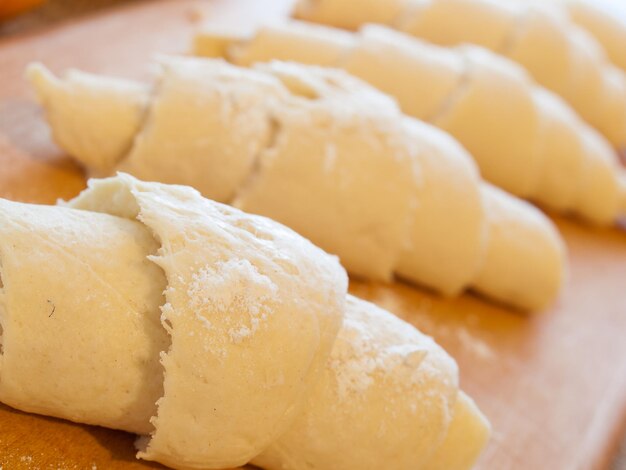 Baking small croissants for breakfast.