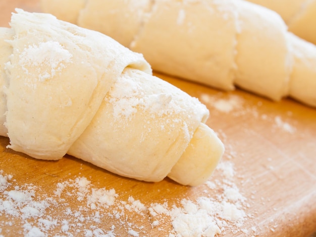 Baking small croissants for breakfast.