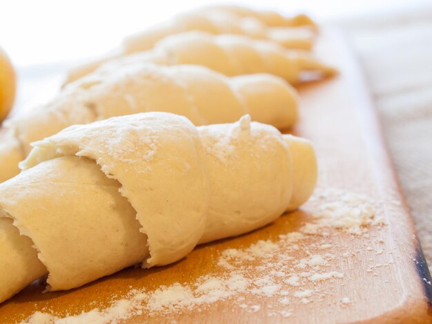 Baking small croissants for breakfast.