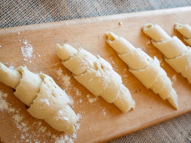 Baking small croissants for breakfast.