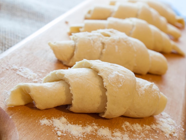 Baking small croissants for breakfast.