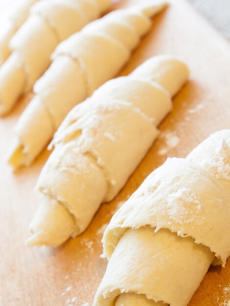 Baking small croissants for breakfast.