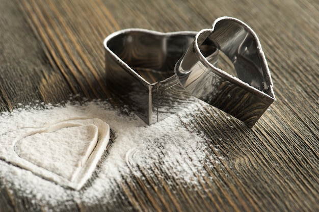 Baking utensils, metal heart molds