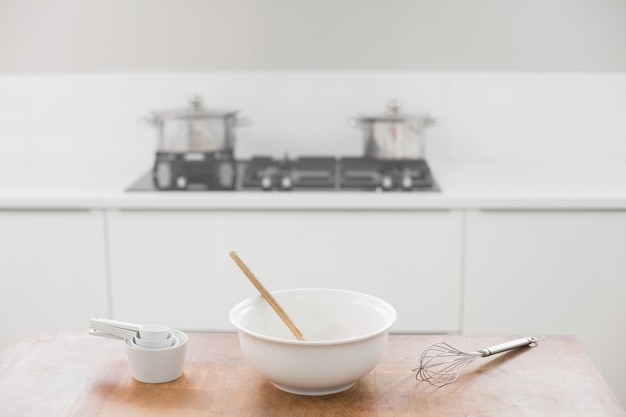 Baking utensils on table