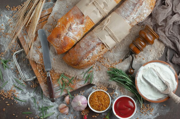 Baking with kitchen accessories on the table