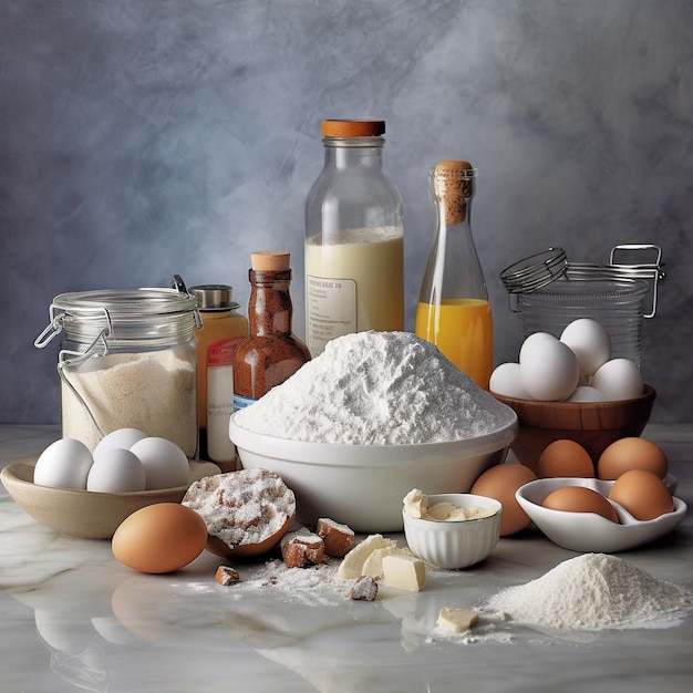 Bakken ingrediënten op tafel geplaatst