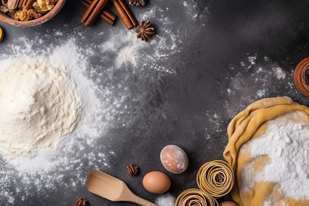 Bakken ingrediënten op tafel geplaatst