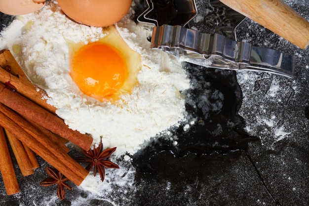 Bakken ingrediënten op zwart