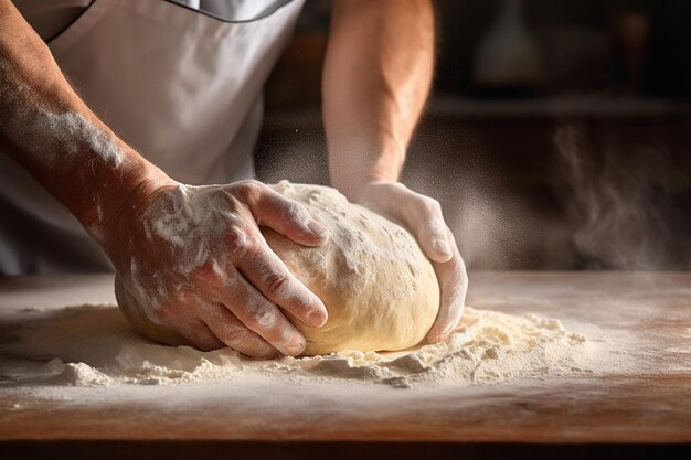 Foto bakkerij deeg meel gebak brood kneten