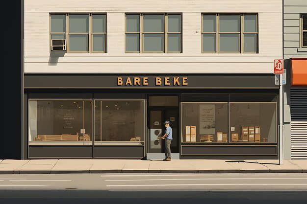 Foto bakkerij gevel met bakker man