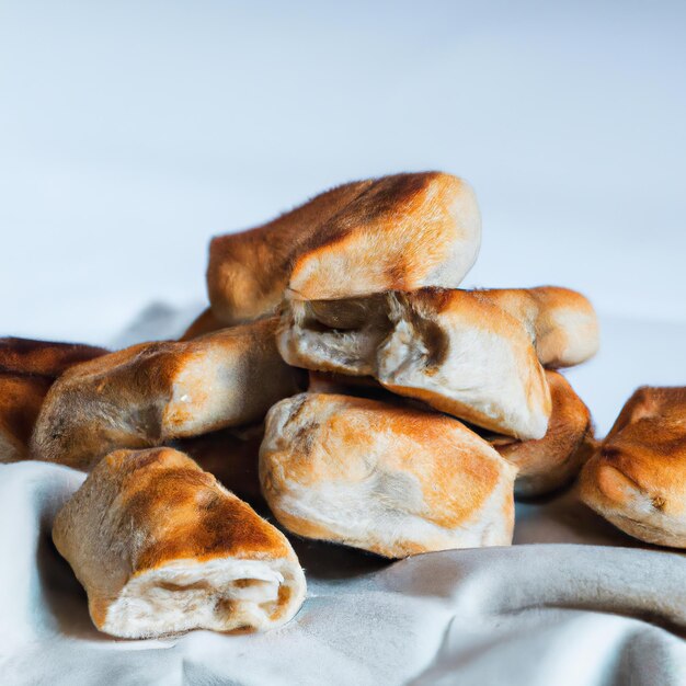 Bakkerij met verschillende soorten vers gebakken brood Broodjes baguette bagel zoet brood en croissant Close-up 3D-weergave