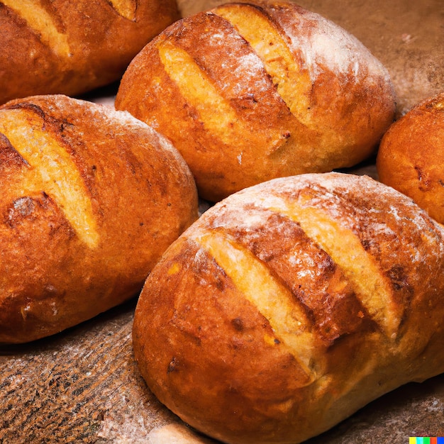 Bakkerij met verschillende soorten vers gebakken brood Broodjes baguette bagel zoet brood en croissant Close-up 3D-weergave