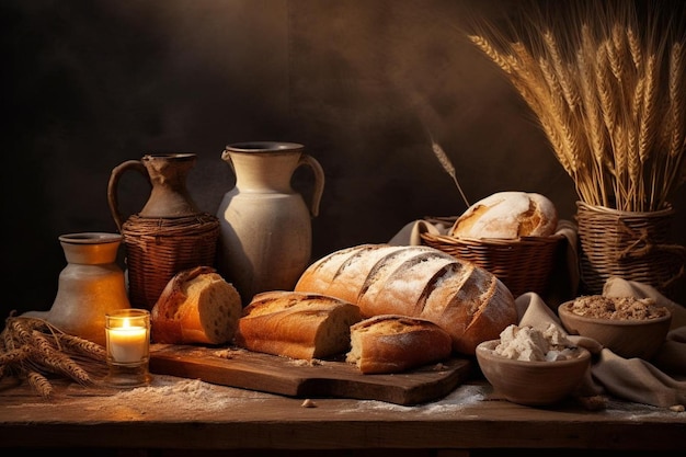 Bakkerij stilleven met handgemaakt brood