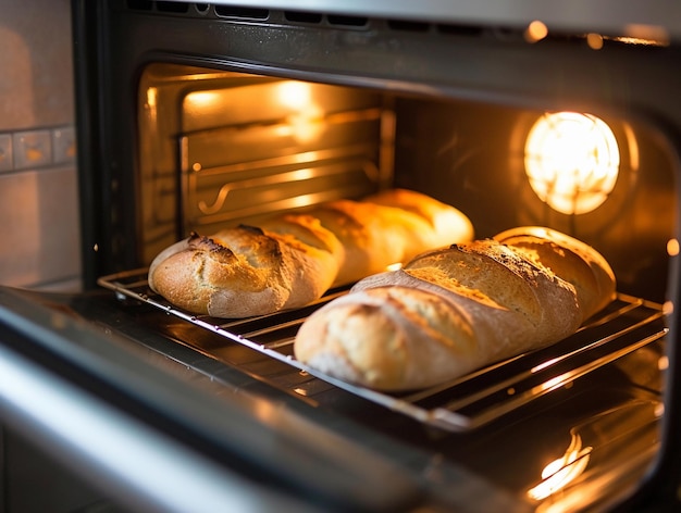 Foto bakkerijbrood in het licht van de oven