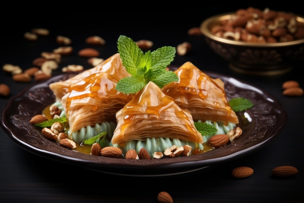 Baklava arabian dessert Sweet sugar food Generate Ai