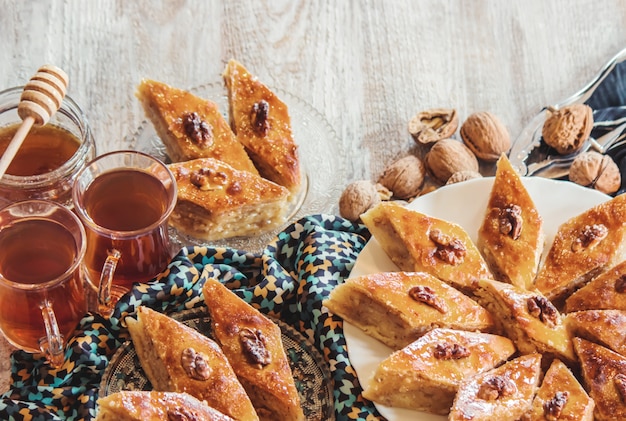 Baklava honey and tea