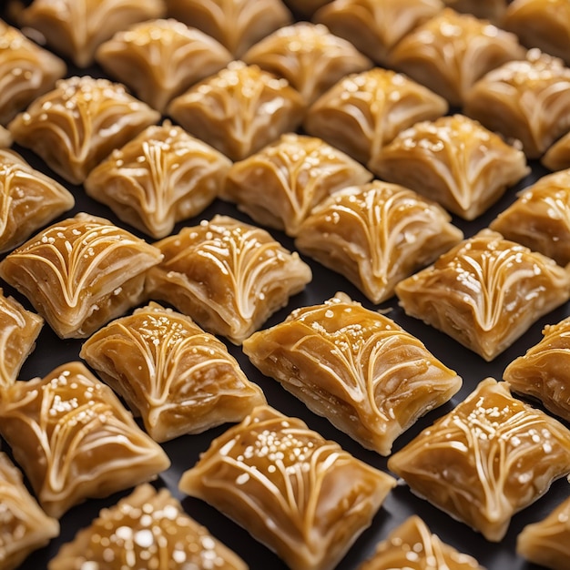 Photo baklava sweet pastry close up image super detailed photography 8k