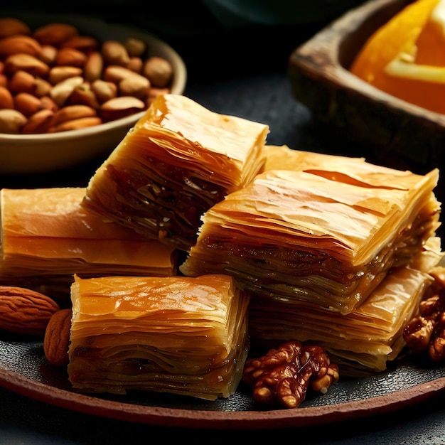 Baklava Turkish dessert made of thin pastry nuts and honey