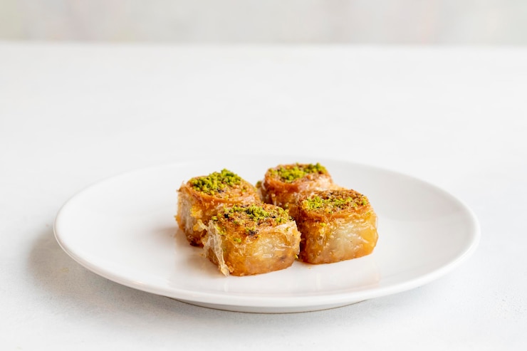 Photo baklava turkish sweet pistachio baklava
