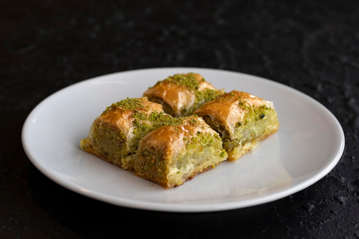 Foto baklava turkse zoete pistache baklava