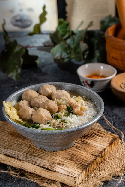 Photo bakso or baso is an indonesian meatball