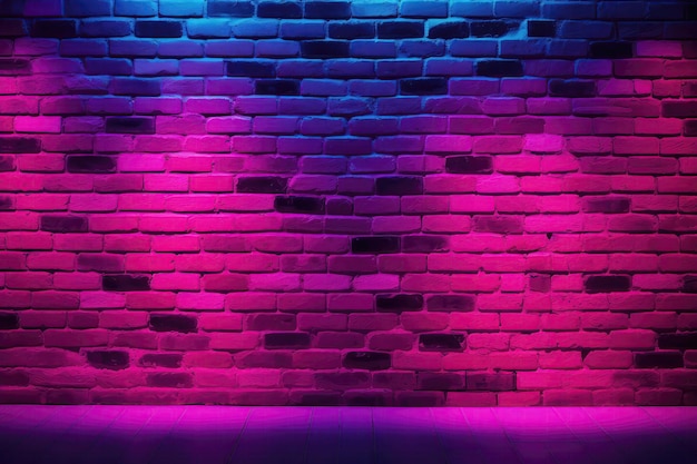 Bakstenen muur in levendige magenta neon kleuren