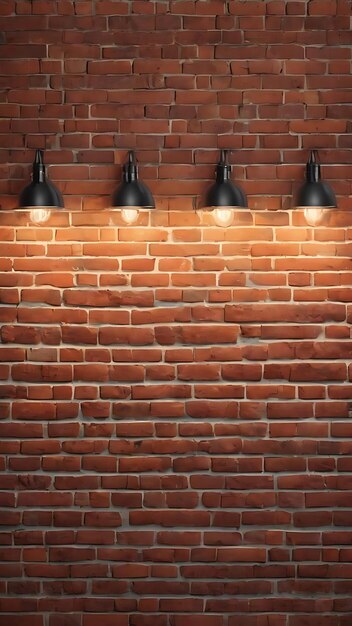 Bakstenen muur met lampen