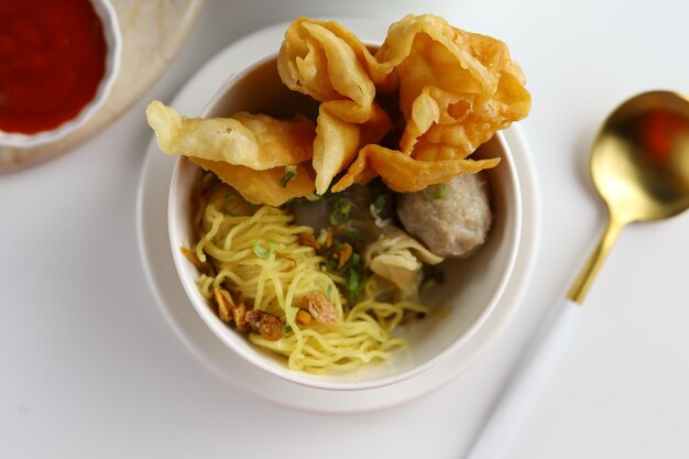 Bakwan Malang or Surabaya East Javanese comfort food of steamed meatballs