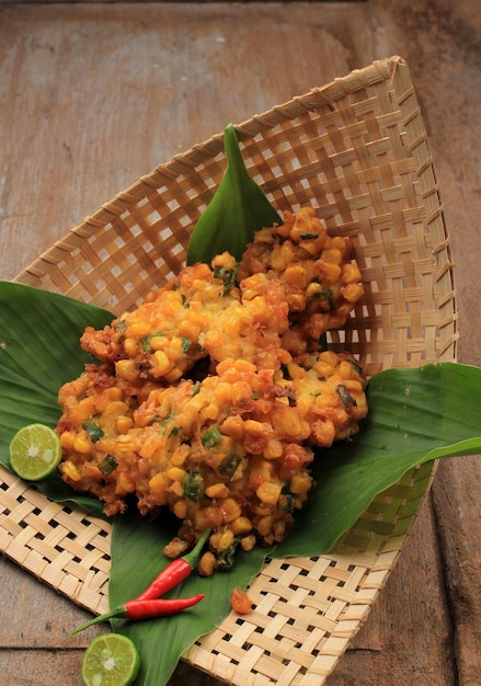 Bakwan or Perkedel Jagung is Indonesian Corn Fritter Usually Served on Daily Menu