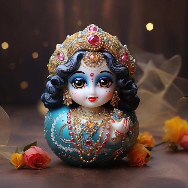 Bal Krishna Laddu Gopal beautiful Cloths and Jewelry Krishna Janmashtami Generative Ai