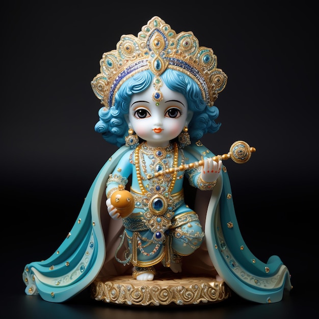 Bal Krishna Laddu Gopal prachtige kleding en sieraden Krishna Janmashtami Generative Ai