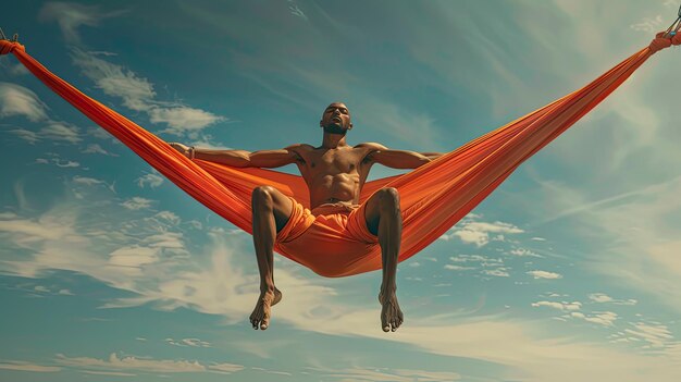 Photo balance aerial yoga man