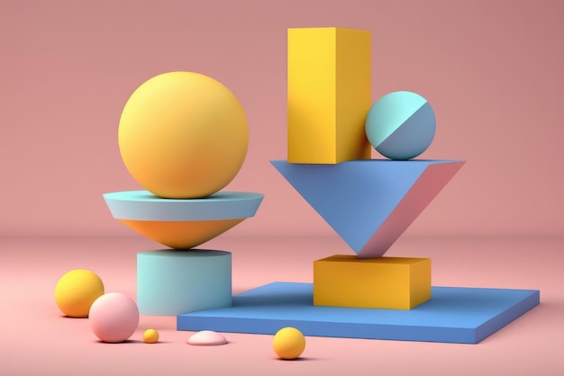 Photo balance concept illustration of colored geometric shapes in 3d style