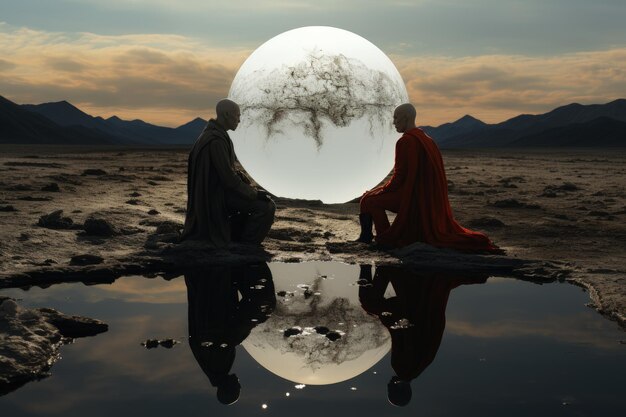 Photo the balance and relationship of the two opposites yin yang