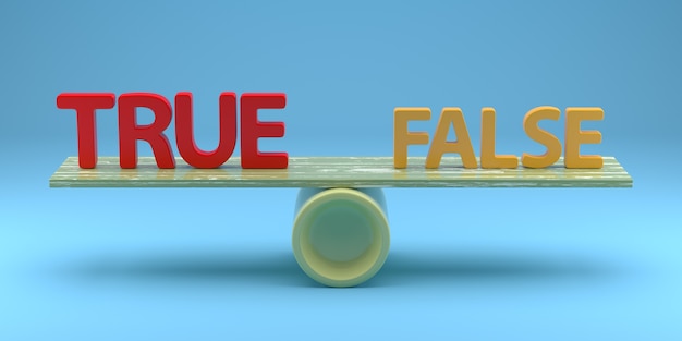 Balance with True or False Consept. 3d Rendering