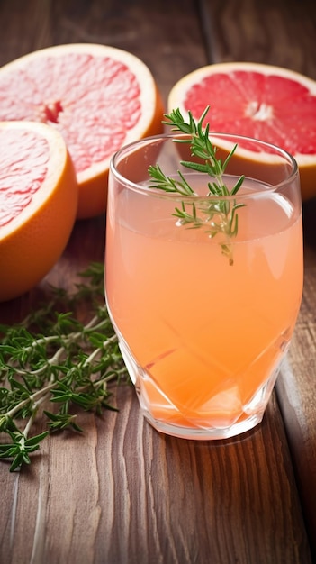 Balanced Citrus Elixir Glass of Sweet and Tart Grapefruit Juice Served with a Citrus Twist